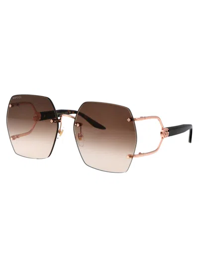 Shop Gucci Gg1562s Sunglasses In 002 Gold Havana Brown