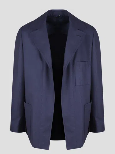 Shop Fendi Single-breasted Wool Blazer In Blue