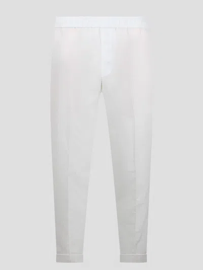 Shop Neil Barrett Rem Slim Low Rise Elastic Waistband Trousers In White