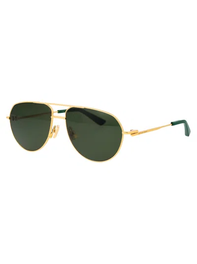 Shop Bottega Veneta Bv1302s Sunglasses In 003 Gold Gold Green