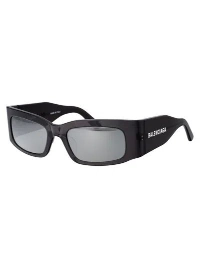 Shop Balenciaga Bb0328s Sunglasses In 003 Grey Grey Silver