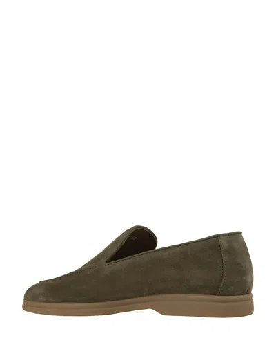 Shop Doucal's Military Green Suede Loafers