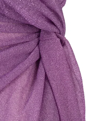 Shop Oseree Wisteria Lumiere One-shoulder Midi Dress In Purple
