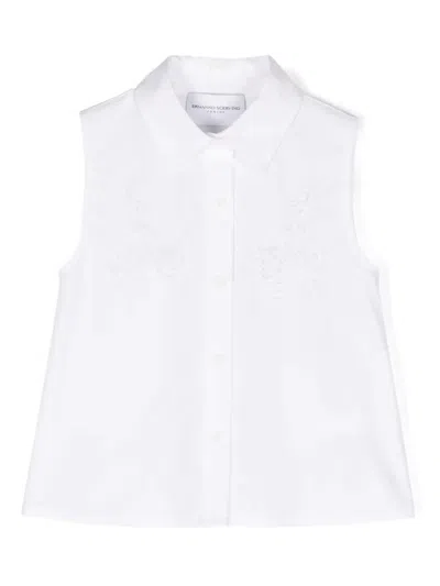 Shop Ermanno Scervino Junior White Sleeveless Shirt With Lace