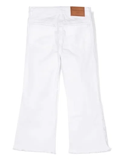 Shop Ermanno Scervino Junior White Flared Jeans With Lace