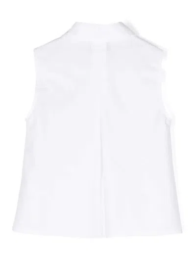 Shop Ermanno Scervino Junior White Sleeveless Shirt With Lace