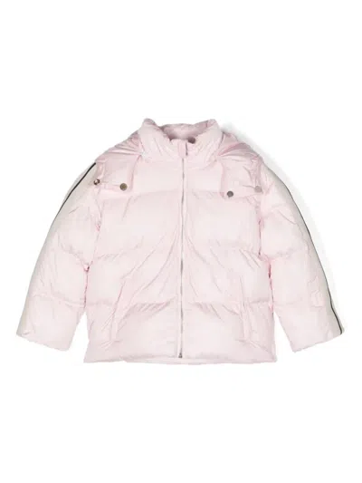 Shop Palm Angels Pink Puffer Jacket With Logo
