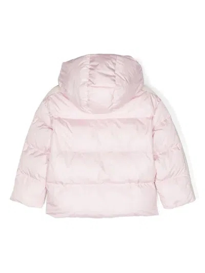 Shop Palm Angels Pink Puffer Jacket With Logo