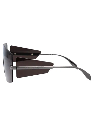 Shop Alexander Mcqueen Am0460s Sunglasses In 001 Ruthenium Ruthenium Grey