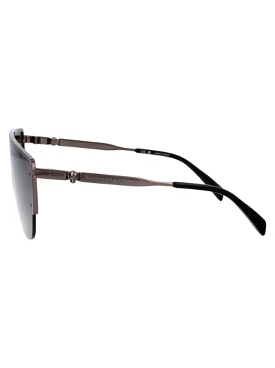 Shop Alexander Mcqueen Am0457s Sunglasses In 001 Ruthenium Ruthenium Grey