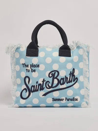 Shop Mc2 Saint Barth Vanity Shoulder Bag In Celeste Pois