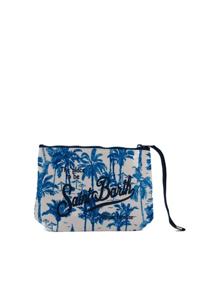 Shop Mc2 Saint Barth Aline Saint Beach Clutch Bag In Neoprene In Blu/bianco