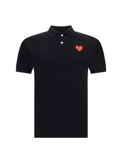 Shop Comme Des Garçons Play Play Polo Shirt In Black