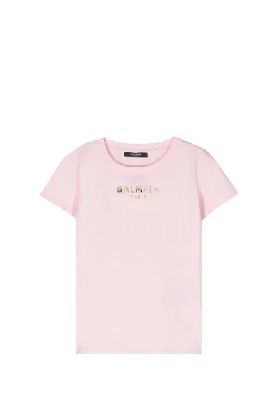 Shop Balmain T-shirt With Logo In Rose