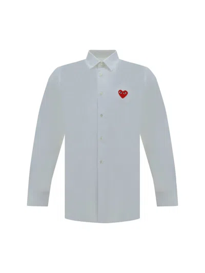 Shop Comme Des Garçons Play Woven Shirt In White