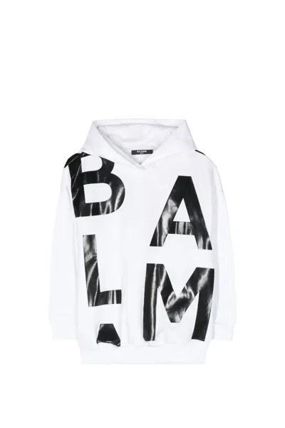 Shop Balmain Sweatshirt With Print In White