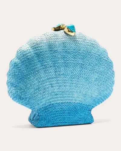 Shop Emm Kuo Women's Le Sirenuse Woven Shell Clutch In Blue