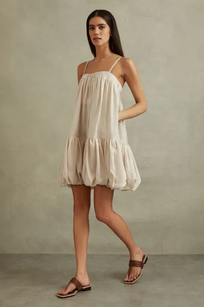 Shop Reiss Emery - Cream Bubble Hem Removable Strap Mini Dress, Us 8