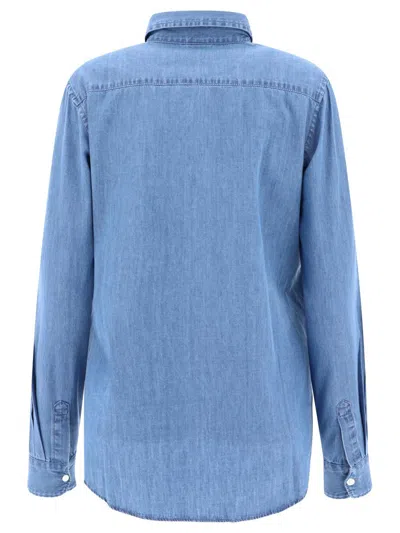 Shop Aspesi Shirt In Lightweight Denim In Blue