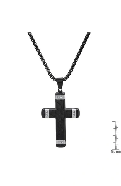 Shop Hmy Jewelry Two-tone Cross Pendant Necklace In Silver/ Black