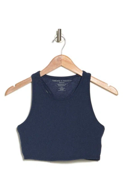 Shop Threads 4 Thought Kensi Ribbed Sports Bra In Heather Chambray