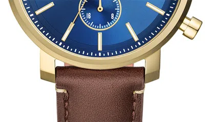 Shop Fossil Modern Rhett Leather Strap Watch, 42mm In Gold