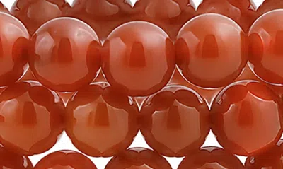 Bling Jewelry Set Of 3 Semiprecious Stone Beaded Stretch Bracelets In Red