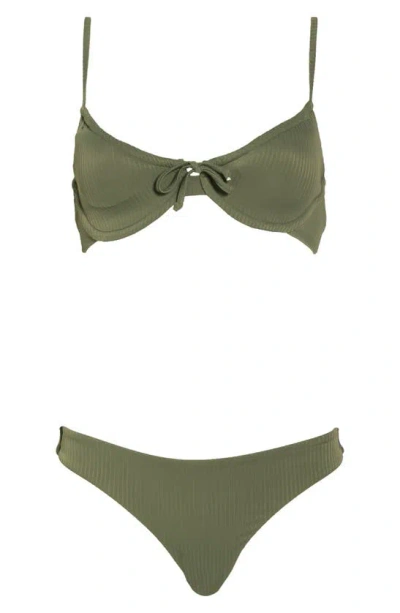 Shop Nicole Miller New York Balconette Two-piece Swimsuit In Green