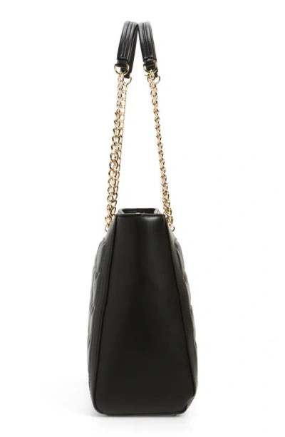 Shop Love Moschino Borsa Quilted Faux Leather Crossbody Bag In Black