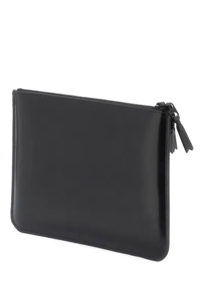Shop Comme Des Garçons Brushed Leather Multi-zip Pouch With In Nero