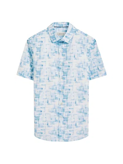 Shop Bugatchi Men's Orson Abstract Stretch-cotton Shirt In Air Blue