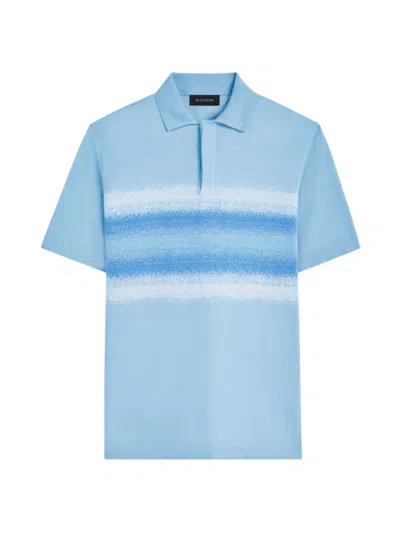 Shop Bugatchi Men's Striped Cotton-blend Polo Shirt In Sky