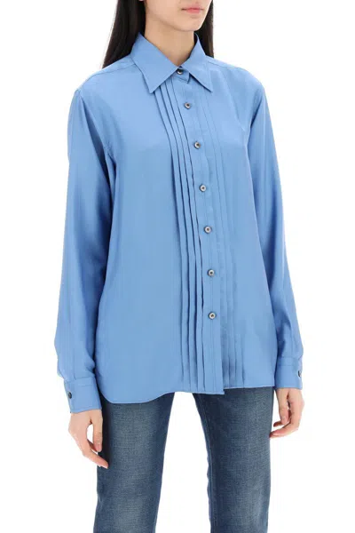 Shop Tom Ford Pleated Bib Shirt With In Celeste