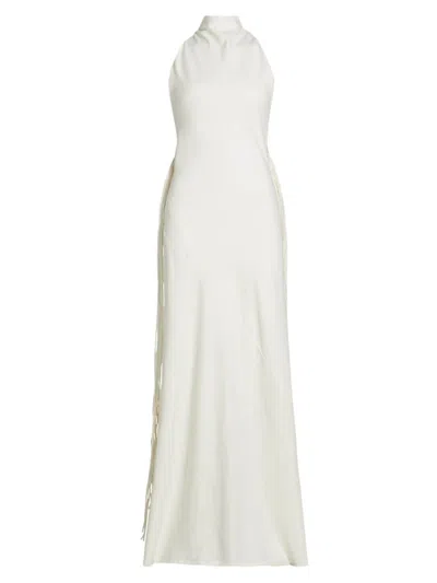 Shop Sabina Musayev Women's Whitney Crocheted-back Gown In White Snow
