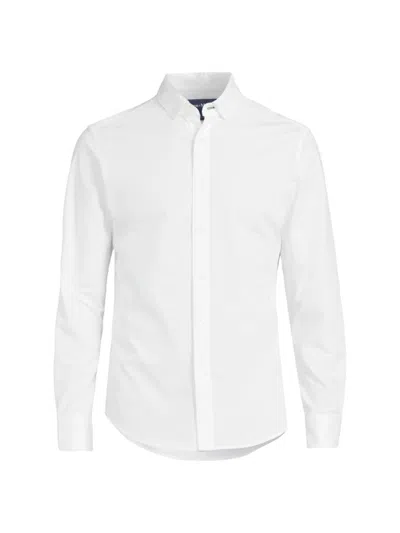 Shop Mizzen + Main Men's Ellis Cotton-blend Button-down Oxford Shirt In White Solid