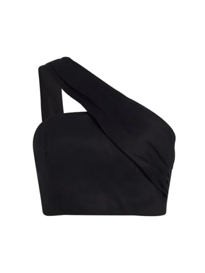 Shop Milly Women's Arantza Draped One-shoulder Crop Top In Black