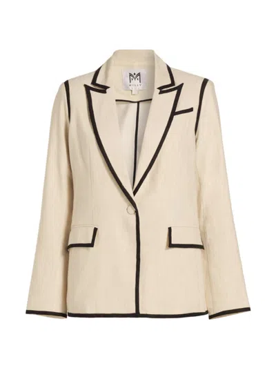 Shop Milly Women's Solid Linen-blend One-button Blazer In Natural
