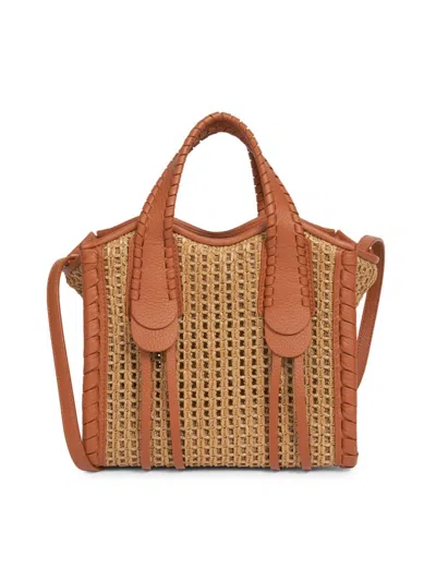Shop Chloé Women's Large Mony Raffia & Leather Tote Bag In Sandy Brown