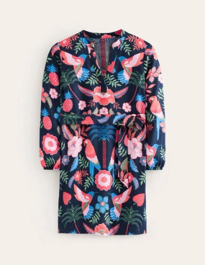 Shop Boden Cleo Linen Tie Waist Dress Multi, Tropic Parrot Women