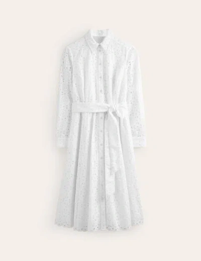 Shop Boden Kate Broderie Midi Shirt Dress White Women