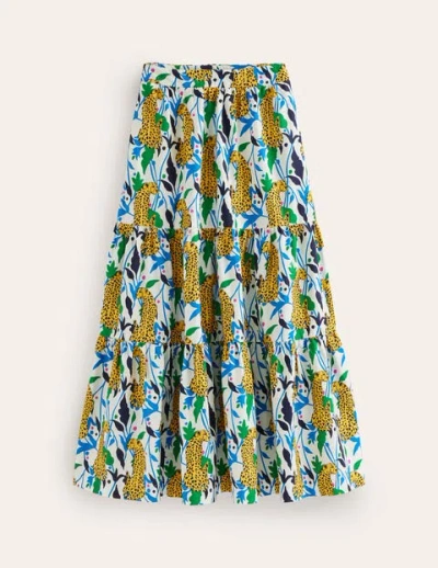 Shop Boden Lorna Tiered Maxi Skirt Multi, Leopard Vine Women