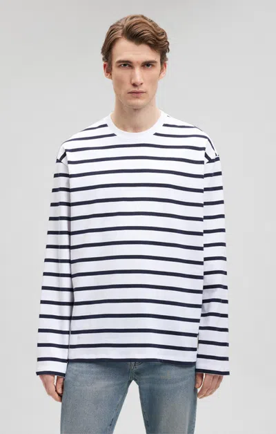 Shop Mavi Striped Long Sleeve T-shirt In Navy Blazer In Dark Blue