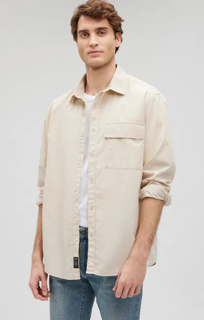 Shop Mavi One Pocket Button-up Shirt In Silver Birch In Beige