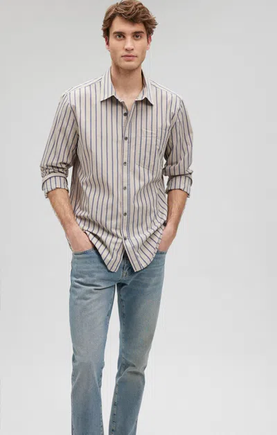 Shop Mavi Striped Button-up Long Sleeve Shirt In Blue Indigo In Beige