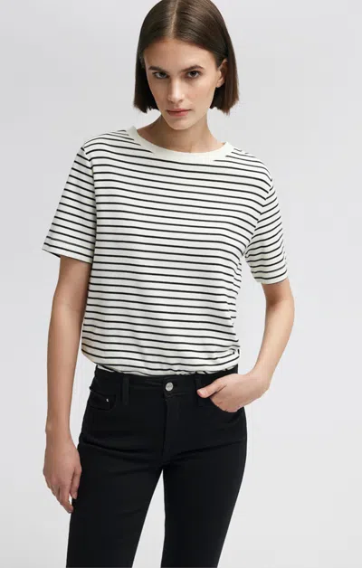 Shop Mavi Crew Neck T-shirt In Black Striped