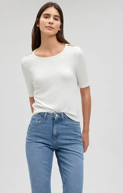 Mavi Shoulder Slit Shirt In Antique White In White