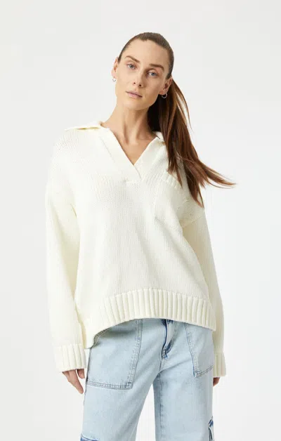 Shop Mavi Polo Sweater In Coconut Milk In White