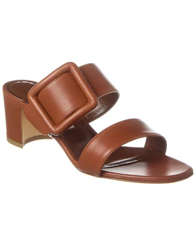 Shop Manolo Blahnik Titubanew 50 Leather Sandal In Brown