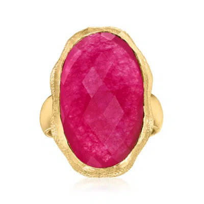 Ross-simons Pink Quartz Ring In 18kt Gold Over Sterling In Pink
