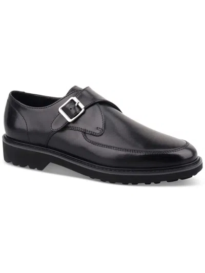 Shop Inc Elian Mens Leather Slip-on Monk Shoes In Black